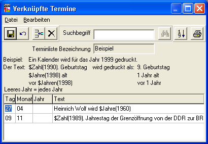 Einstellung verknüpfter Termine